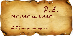 Pöstényi Lotár névjegykártya